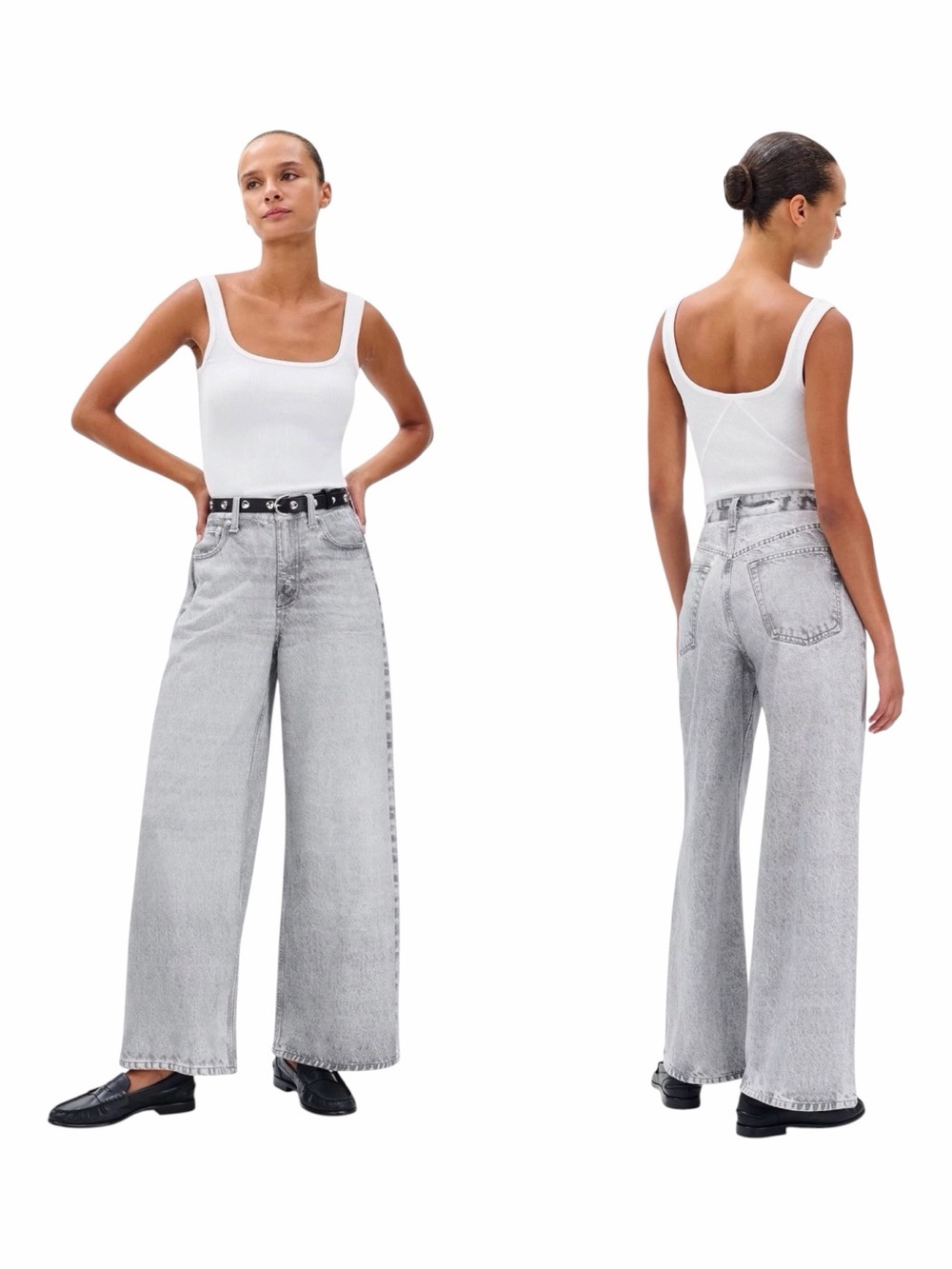 Rag & Bone Icy Grey Cotton Terry Miramar Sofie Ankle-Length Pants. Size 31".
